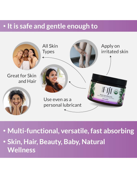 Aceite de Coco Crudo Prensado en Frío Organic Fiji 340g - Lavanda