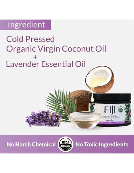 Aceite de Coco Crudo Prensado en Frío Organic Fiji 340g - Lavanda