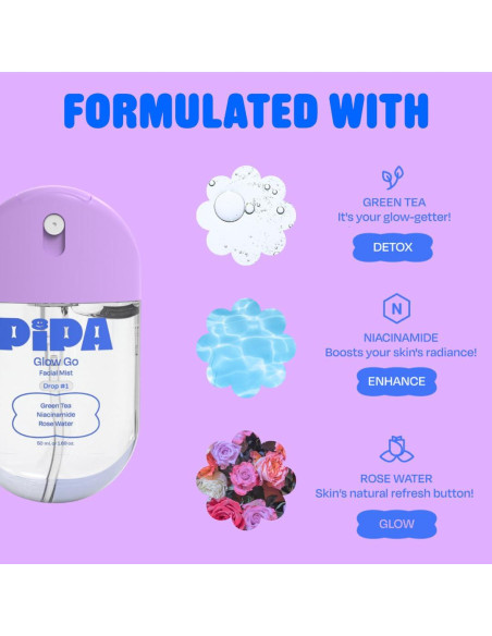 Bruma Facial Pipa Glow Go 30 ml | Hidratante Sin Alcohol para Niños
