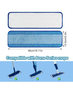 Paquete de 3 Paños de Microfibra para Mopa Bona 46x13.5cm 2