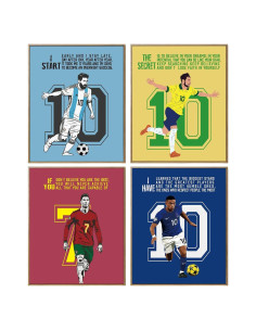 Set de 4 Pósters Motivacionales de Fútbol 20x25 cm