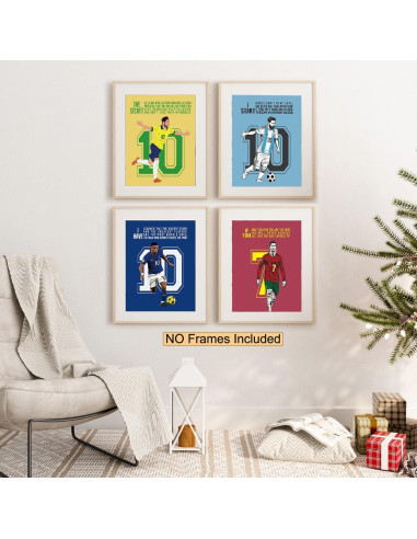 Set de 4 Pósters Motivacionales de Fútbol 20x25 cm