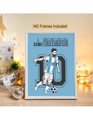 Set de 4 Pósters Motivacionales de Fútbol 20x25 cm