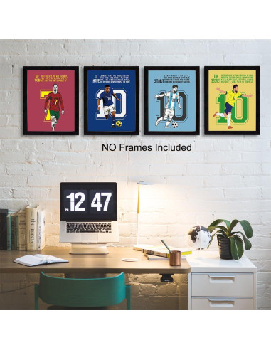 Set de 4 Pósters Motivacionales de Fútbol 20x25 cm
