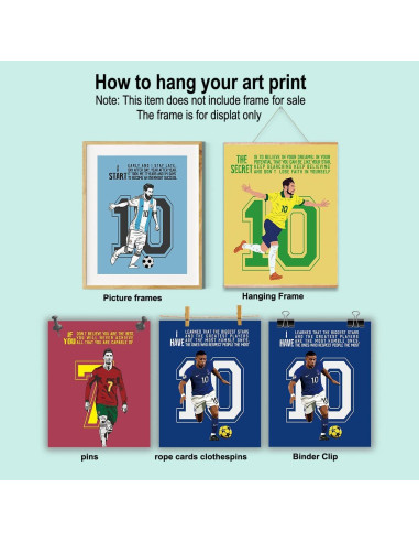 Set de 4 Pósters Motivacionales de Fútbol 20x25 cm