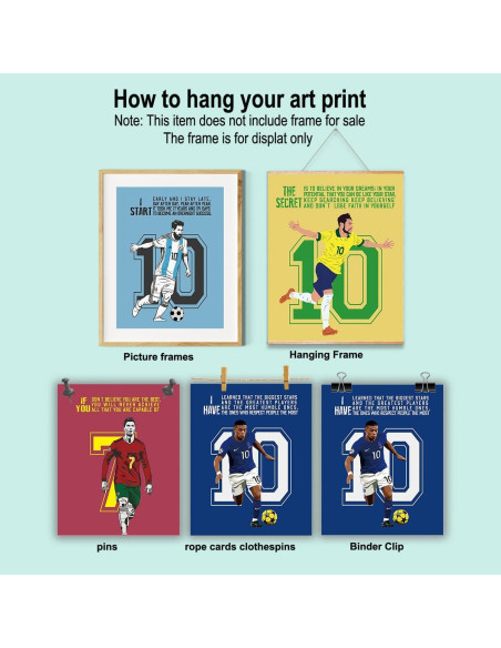 Set de 4 Pósters Motivacionales de Fútbol 20x25 cm