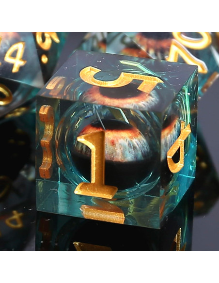 Conjunto de Dados Ojo de Dragón DND - 7 Piezas de Resina