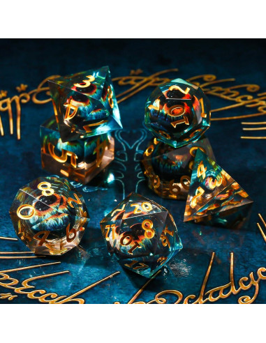Conjunto de Dados Ojo de Dragón DND - 7 Piezas de Resina