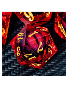 Dados Poliedricos D&D ARUOHHA Ojo de Dragón Resina Roja 7 Piezas