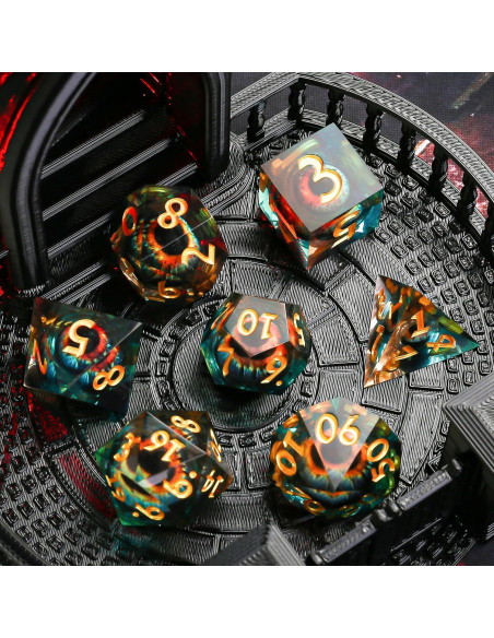 Conjunto de Dados Ojo de Dragón DND - 7 Piezas de Resina