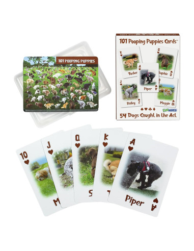 Baraja de Cartas Funwares 101 Perritos Haciendo Popó - Impermeable