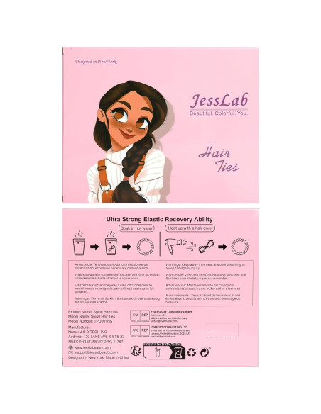 Laos de Cabelo Espirais JessLab - 20 Peas mbar, Sem Danos