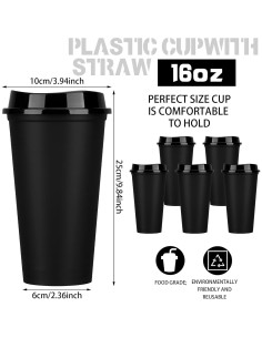 Paquete de 15 Tazas de Café Reutilizables Domensi 473 ml Negro 2