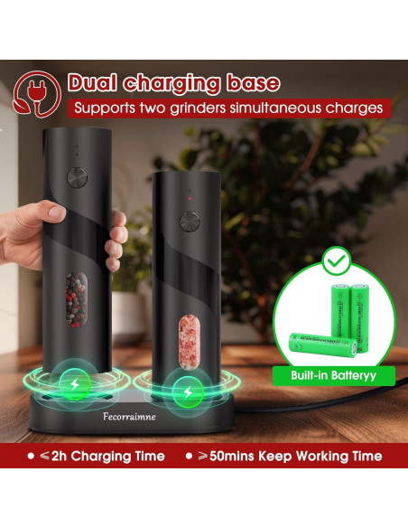 Juego de Molinillos Eléctricos de Sal y Pimienta Fecorraimne 110ml