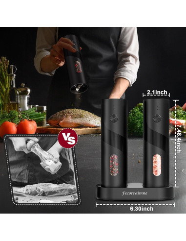 Juego de Molinillos Eléctricos de Sal y Pimienta Fecorraimne 110ml