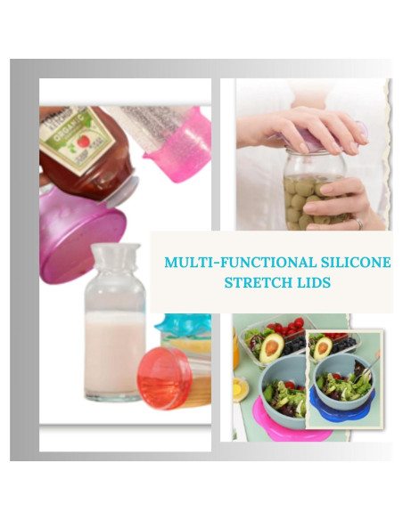 Tapas de Silicona Estirables Genérica - 6 Piezas Reutilizables Tapas de Silicona Estirables Genérica - 6 Piezas Reutilizables