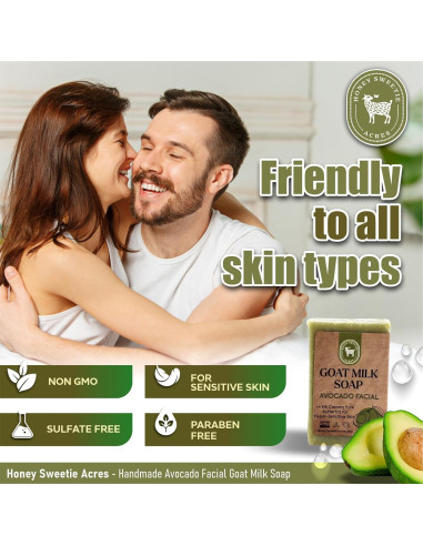 Jabón Facial Hidratante Honey Sweetie Acres 85g Aguacate Leche Cabra
