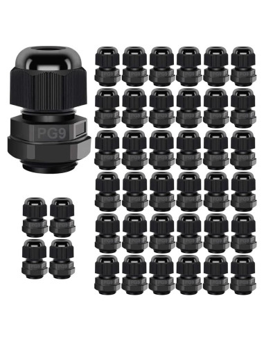 Cable Gland PG9 Impermeable Ajustable 4-8mm Gebildet - 40 Pcs