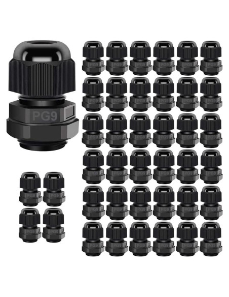Cable Gland PG9 Impermeable Ajustable 4-8mm Gebildet - 40 Pcs