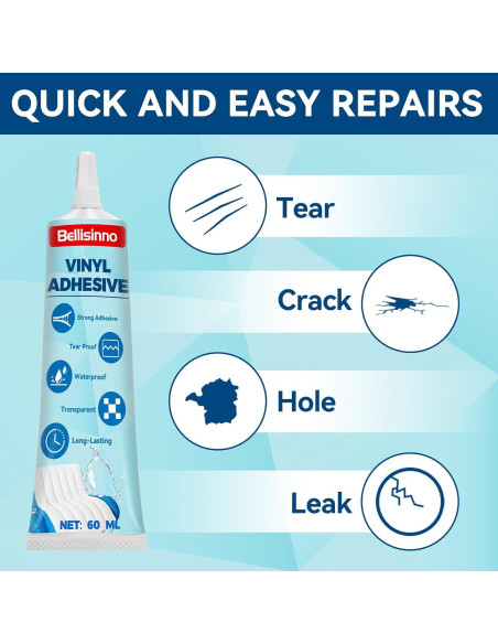 Kit de Reparación de Vinilo Bellisinno 60ml Impermeable