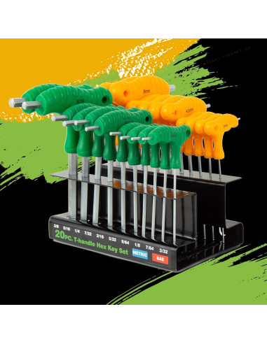 Juego de Llaves Allen 20 Piezas Geloyar 2mm-10mm y 3/32-3/8