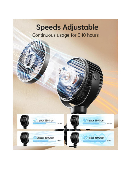 Mini Ventilador Portátil Bearwind S15 con Luz LED 4 Velocidades