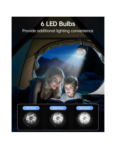 Mini Ventilador Portátil Bearwind S15 con Luz LED 4 Velocidades