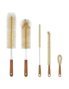 ALINK Juego de 5 Cepillos Limpiadores de Botellas de Bambú