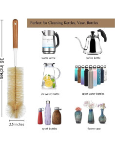 ALINK Juego de 5 Cepillos Limpiadores de Botellas de Bambú 2
