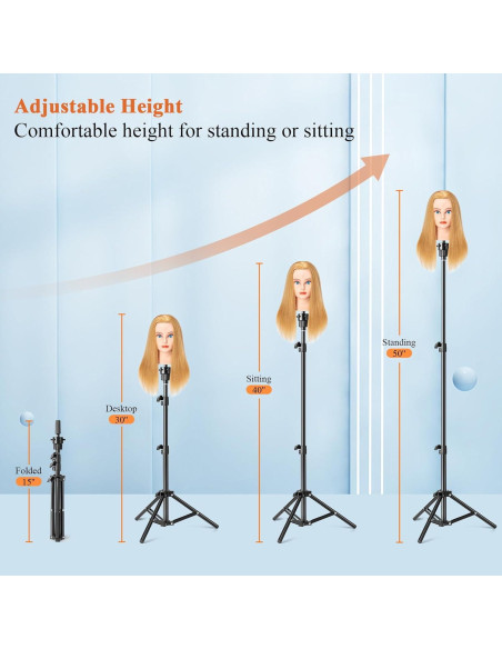 Soporte de Peluca Tripode Ajustable LFIYSWYD 38-127cm Metal