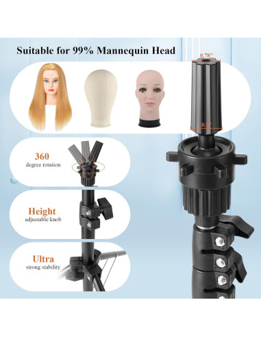 Soporte de Peluca Tripode Ajustable LFIYSWYD 38-127cm Metal