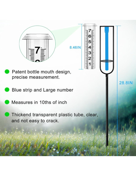 Pluviómetro BIUWING Ajustable 73.66 cm para Jardín
