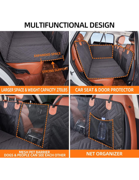Extensor de Asiento Trasero YJGF para Perros Negro 132x64 cm