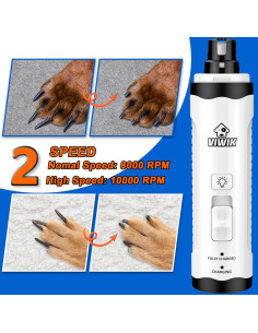 Amoladora de Uñas Eléctrica VIWIK para Perros y Gatos 2 Velocidades 2