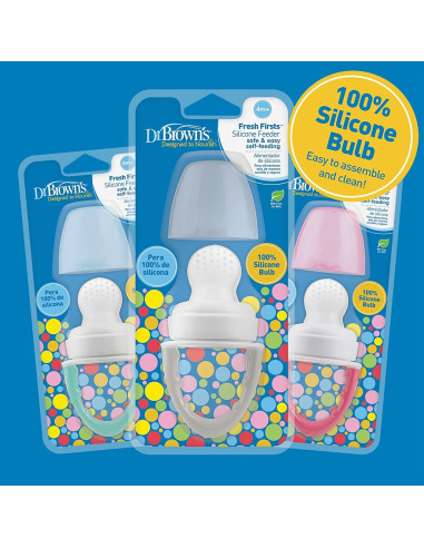 Alimentador de Silicona Dr. Brown's Fresh Firsts 2 Piezas Menta y Gris