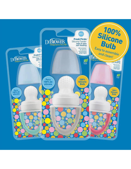 Alimentador de Silicona Dr. Brown's Fresh Firsts 2 Piezas Menta y Gris