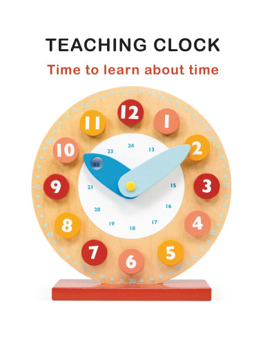 Reloj de Enseñanza Mentari - Juguete de Madera 19.3x20.5cm