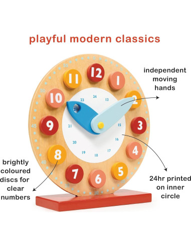 Reloj de Enseñanza Mentari - Juguete de Madera 19.3x20.5cm
