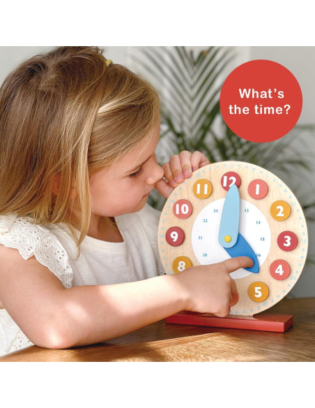 Reloj de Enseñanza Mentari - Juguete de Madera 19.3x20.5cm