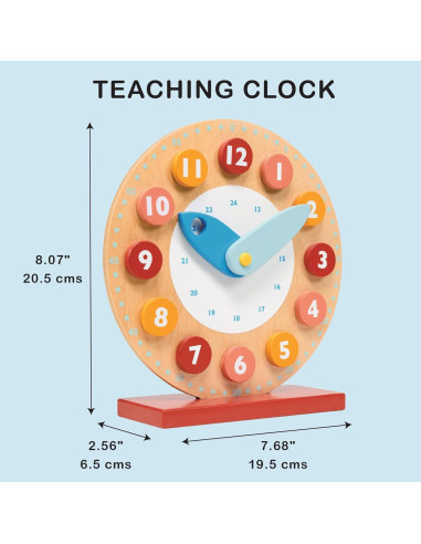 Reloj de Enseñanza Mentari - Juguete de Madera 19.3x20.5cm