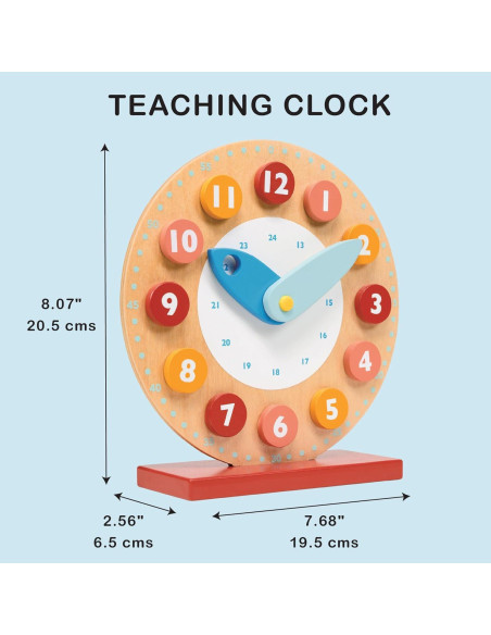 Reloj de Enseñanza Mentari - Juguete de Madera 19.3x20.5cm