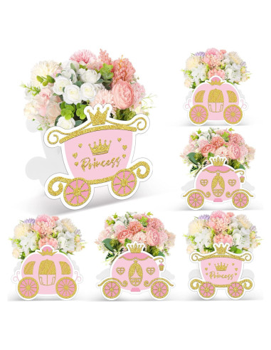 6 Cajas de Golosinas Princesa Teling Carroza Rosa 14x12x10cm