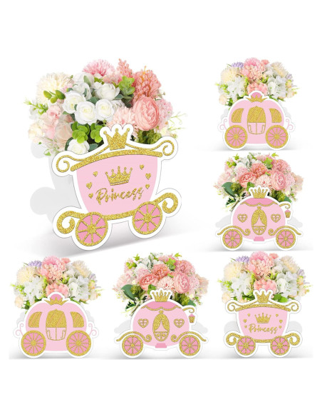 6 Cajas de Golosinas Princesa Teling Carroza Rosa 14x12x10cm