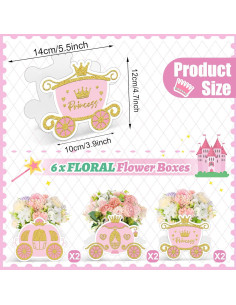 6 Cajas de Golosinas Princesa Teling Carroza Rosa 14x12x10cm 2