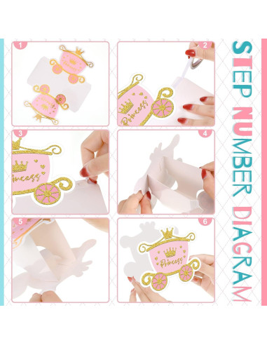 6 Cajas de Golosinas Princesa Teling Carroza Rosa 14x12x10cm