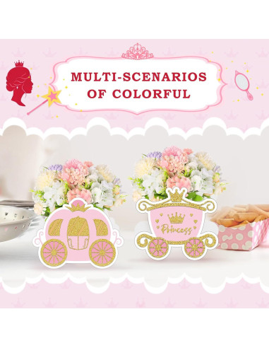 6 Cajas de Golosinas Princesa Teling Carroza Rosa 14x12x10cm