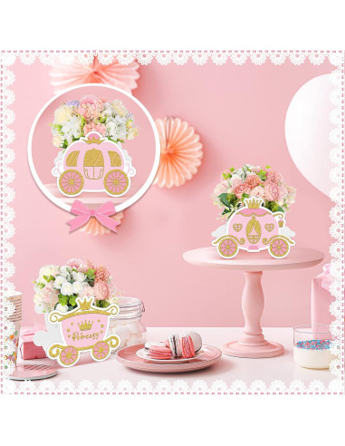 6 Cajas de Golosinas Princesa Teling Carroza Rosa 14x12x10cm