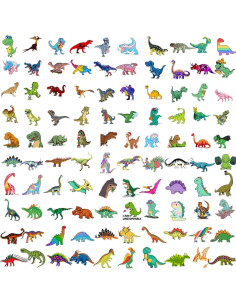 100 Pegatinas de Dinosaurios Hebraeos Impermeables para Niños 2