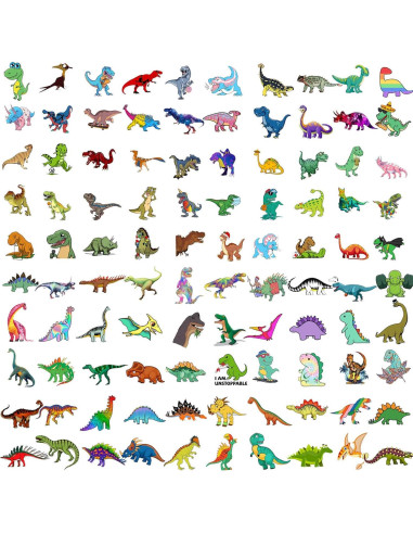 100 Pegatinas de Dinosaurios Hebraeos Impermeables para Niños