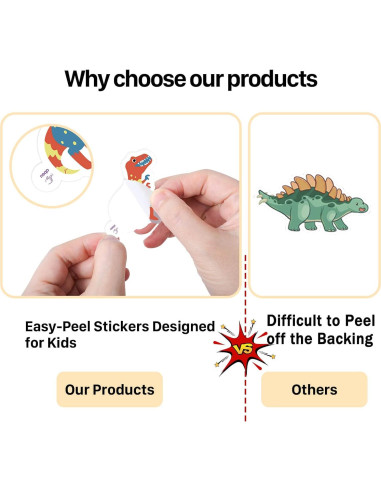 100 Pegatinas de Dinosaurios Hebraeos Impermeables para Niños